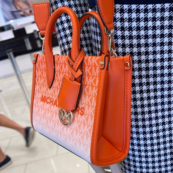 Michael Kors Mirella Extra-Small Ombré Logo Crossbody XBODY Shopper 
Poppy 
NWT - Picture 4 of 16